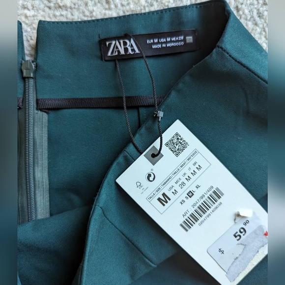 Zara women's viscose skirt dark teal midi length medium - Picture 4 of 7